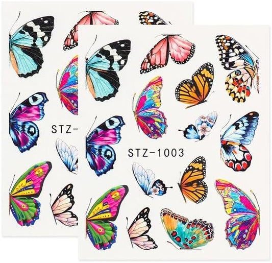Butterfly Blue Colorful Water Tattoo for Manicures Nail ASlider Decor (STZ-1003)