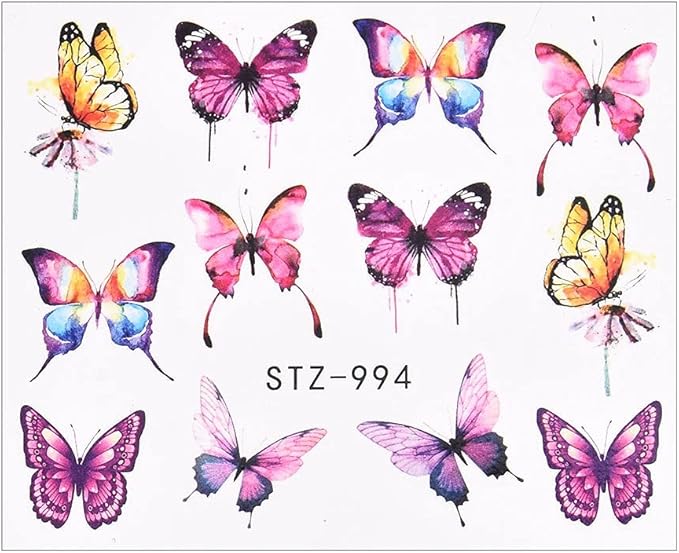 Nails Watercolor Butterfly Sliders Water Transfer Decal Sticker (STZ-994)