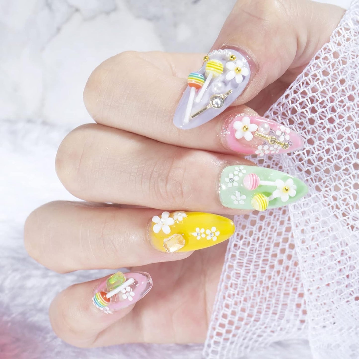 Assorted Nail Charms, 50Pcs Multi Shapes Acrylic Camellia Flower Butterfly Bowknot Heart Nail Decorations, Pearls Nail Beads Charms for Manicure DIY Crafts Jewelry Accessories