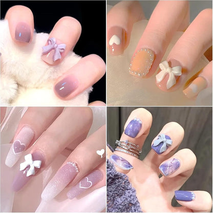 Assorted Nail Charms, 50Pcs Multi Shapes Acrylic Camellia Flower Butterfly Bowknot Heart Nail Decorations, Pearls Nail Beads Charms for Manicure DIY Crafts Jewelry Accessories