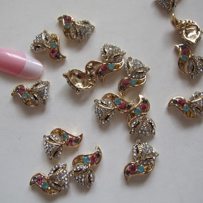 Fancy Metal Charms Rhinestone Big Fox Charms Nail Art Decoration Cellphone Decoration (6pcs/1pack)