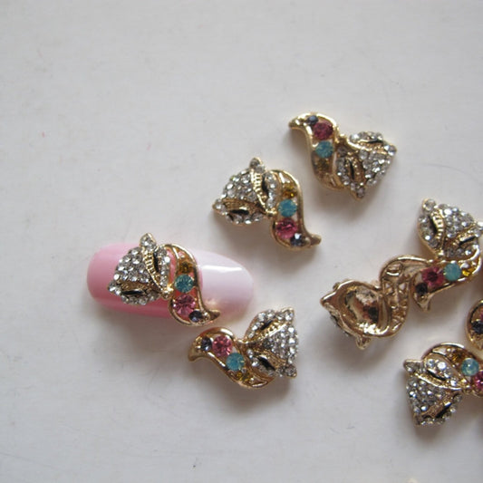Fancy Metal Charms Rhinestone Big Fox Charms Nail Art Decoration Cellphone Decoration (6pcs/1pack)