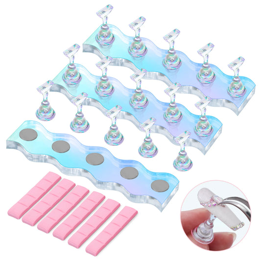 Melody Susie - 3 Sets Blue Acrylic Magnetic Nail Stand (Flowers and Hearts) (Coffee)