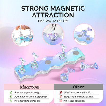 Melody Susie - 3 Sets Blue Acrylic Magnetic Nail Stand (Flowers and Hearts) (Coffee)