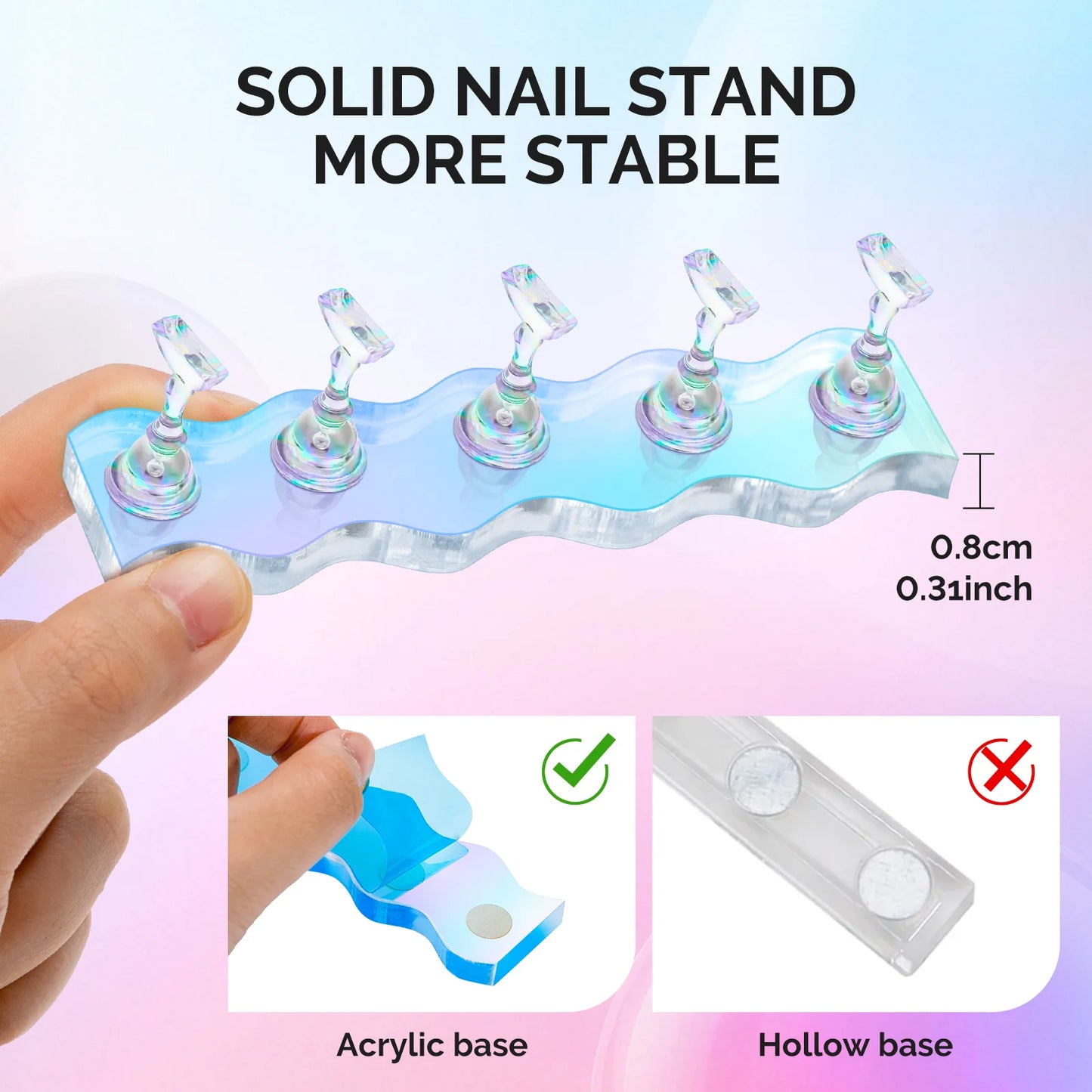 Melody Susie - 3 Sets Blue Acrylic Magnetic Nail Stand (Flowers and Hearts) (Coffee)