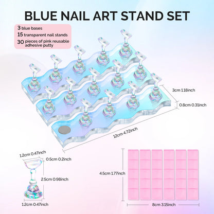 Melody Susie - 3 Sets Blue Acrylic Magnetic Nail Stand-Circle (Pink)