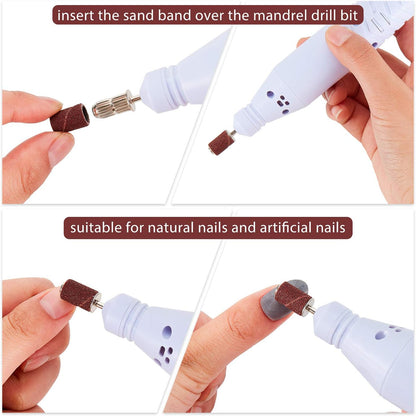 Replacement Nail Drill Heads Nail Drill Bits Sanding Band Shaft for Electric File Nail Sanders Manicure Pedicures-3/32”（Sliver)(10pcs/1pack)
