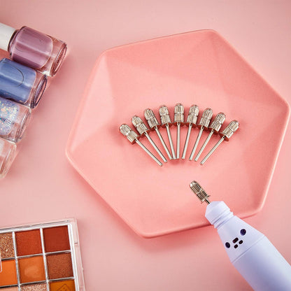 Replacement Nail Drill Heads Nail Drill Bits Sanding Band Shaft for Electric File Nail Sanders Manicure Pedicures-3/32”（Sliver)(10pcs/1pack)