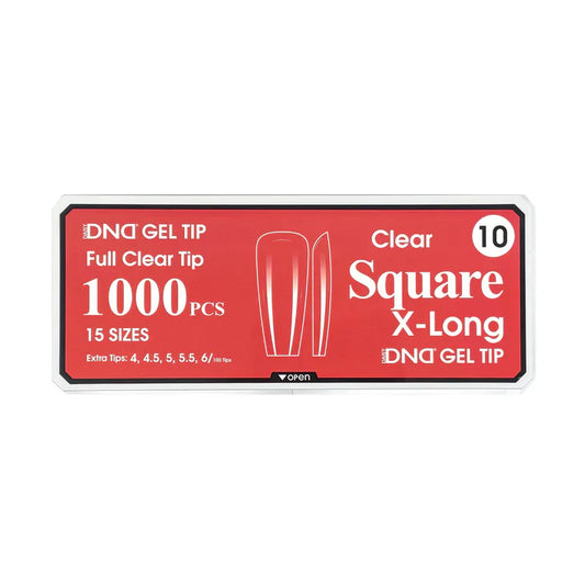 DND CLEAR GEL TIPS 1000PC - #10 X-LONG SQUARE