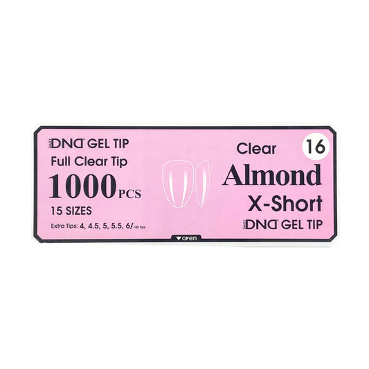 DND CLEAR GEL TIPS 1000PC - #16 X-SHORT ALMOND