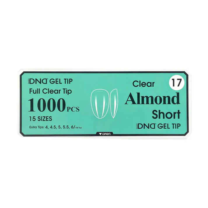 DND CLEAR GEL TIPS 1000PC - #17 SHORT ALMOND