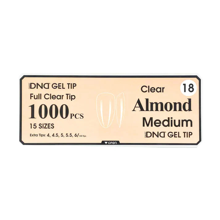 DND CLEAR GEL TIPS 1000PC - #18 MEDIUM ALMOND