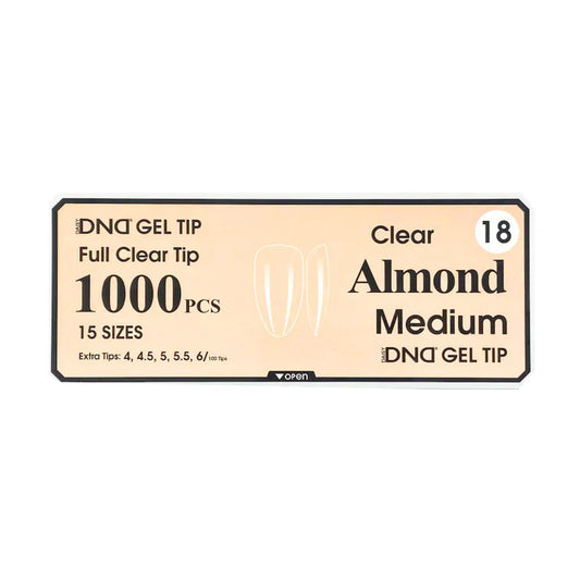 DND CLEAR GEL TIPS 1000PC - #18 MEDIUM ALMOND