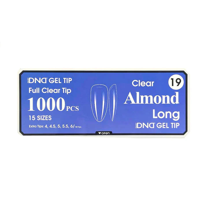 DND CLEAR GEL TIPS 1000PC - #19 LONG ALMOND