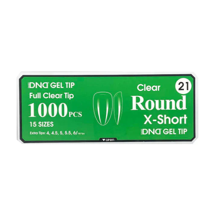DND CLEAR GEL TIPS 1000PC - #21 X-SHORT ROUND