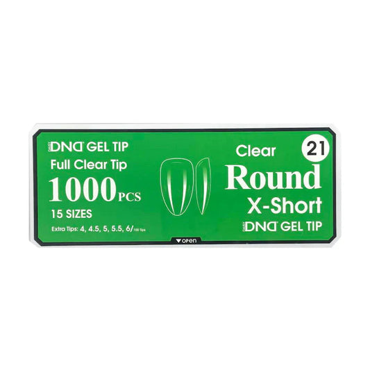 DND CLEAR GEL TIPS 1000PC - #21 X-SHORT ROUND