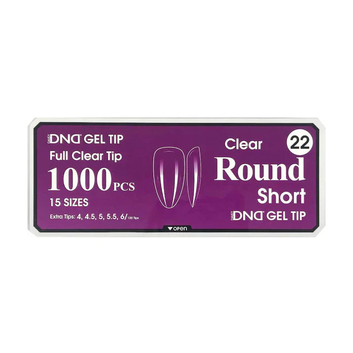 DND CLEAR GEL TIPS 1000PC - #22 SHORT ROUND