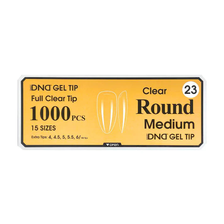 DND CLEAR GEL TIPS 1000PC - #23 MEDIUM ROUND