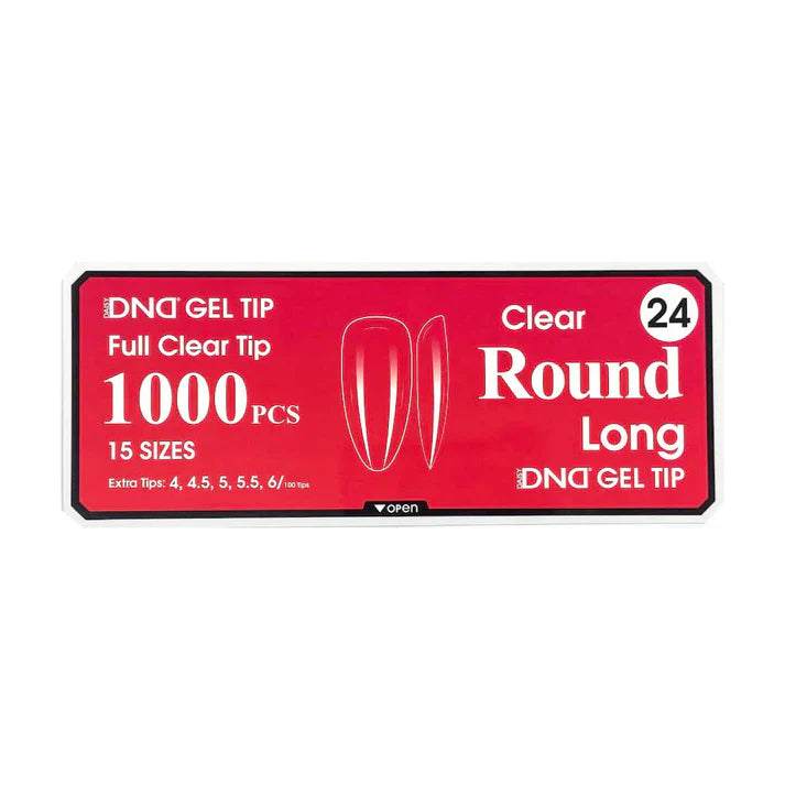 DND CLEAR GEL TIPS 1000PC - #24 LONG ROUND