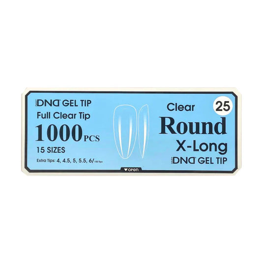 DND CLEAR GEL TIPS 1000PC- #25 X-LONG ROUND