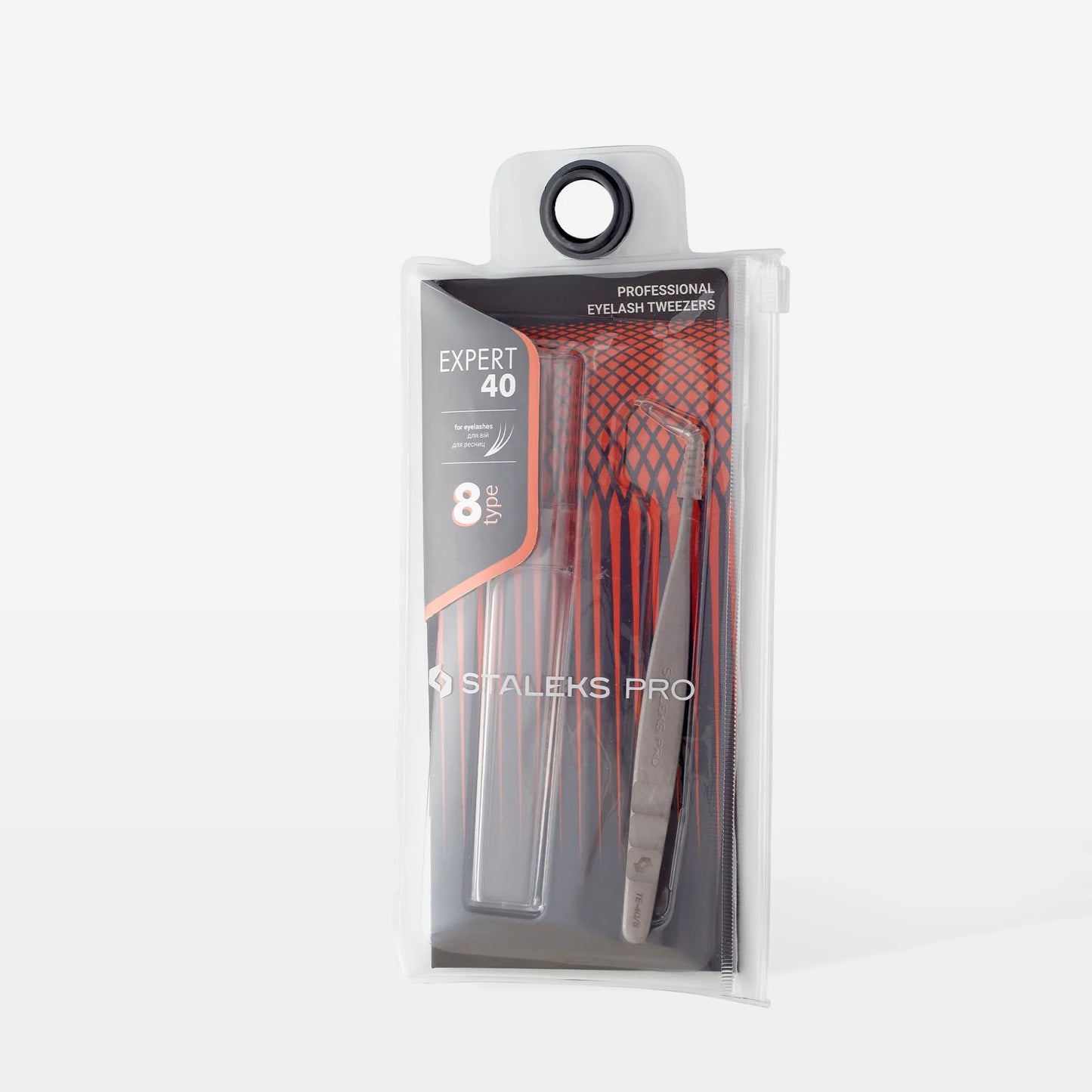 STALEKS EXPERT - 40 TYPE 8 Professional lash tweezers with fiber tips, L-shaped, 85'