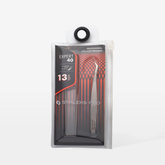 STALEKS EXPERT - 40 TYPE 13 Professional lash tweezers with fiber tips, L-shaped, 40'