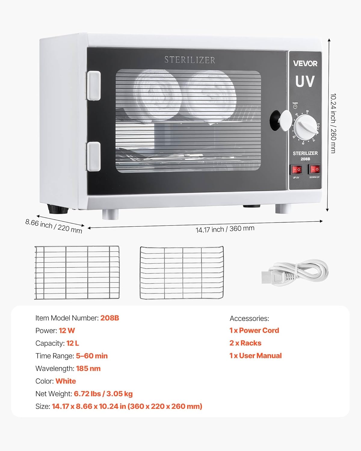 VEVOR Nail Tool Cleaning Machine, 12L Large