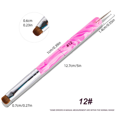 French Manicure Brush - 2 Way Nail Art Brush with Dotting Tool for Cuticle Clean Up & Design - Professional Salon Quality, Nail Dotting Pen