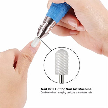 Unimax - Round White Nails Drill Bits Electric Nail Grinding Machine Head Ceramic Mounted Point Polish Tool 3/32''