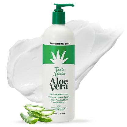 Triple Lanolin - Aloe Vera Soothing Lotion (20 Fl Oz) – Professional Aloe & Lanolin Moisturizer for All Skin Types – Deeply Hydrating Hand and Body Lotion – Non-Greasy & Fast-Absorbing