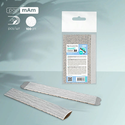 STALEKS - SMART 20 papmAm Nail files for straight base on soft foam layer, 100 grit (30 pcs)