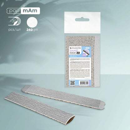 STALEKS - SMART 20 papmAm Nail files for straight base on soft foam layer, 240 grit (30 pcs)