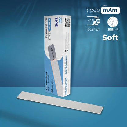 STALEKS - EXPERT 20 papmAm Nail files for straight base on soft foam layer, 100 grit (25 pcs)