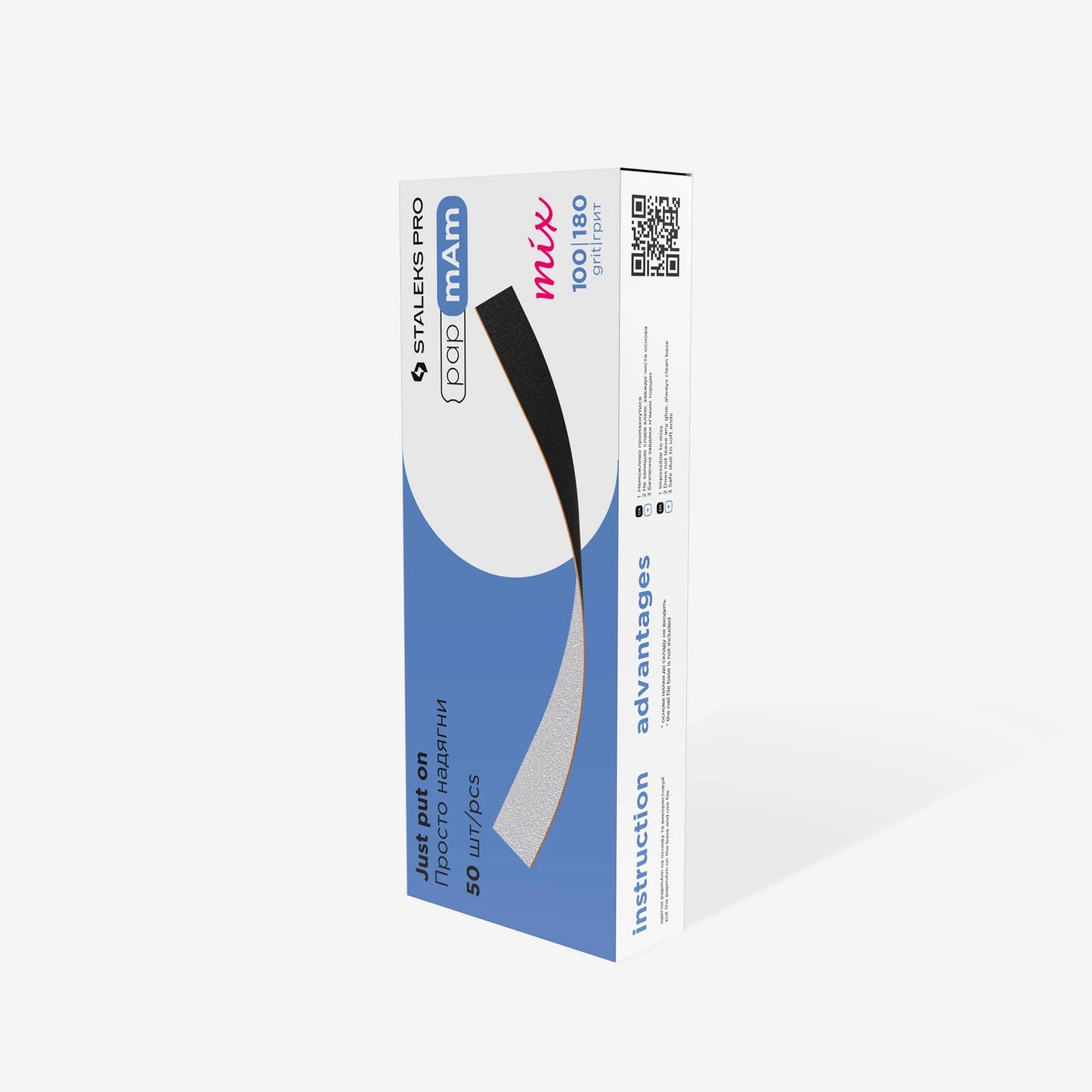 STALEKS - EXPERT 22 papmAm mix Double-sided nail files for straight base, 100/180 grit (50 pcs)