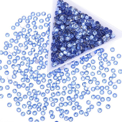 Light Blue Crystal Rhinestones,Glass Flatback Rhinestones Gemstones for Nail Face Makeup Art Crafts Clothes Decoration - (SS6,Light Blue)