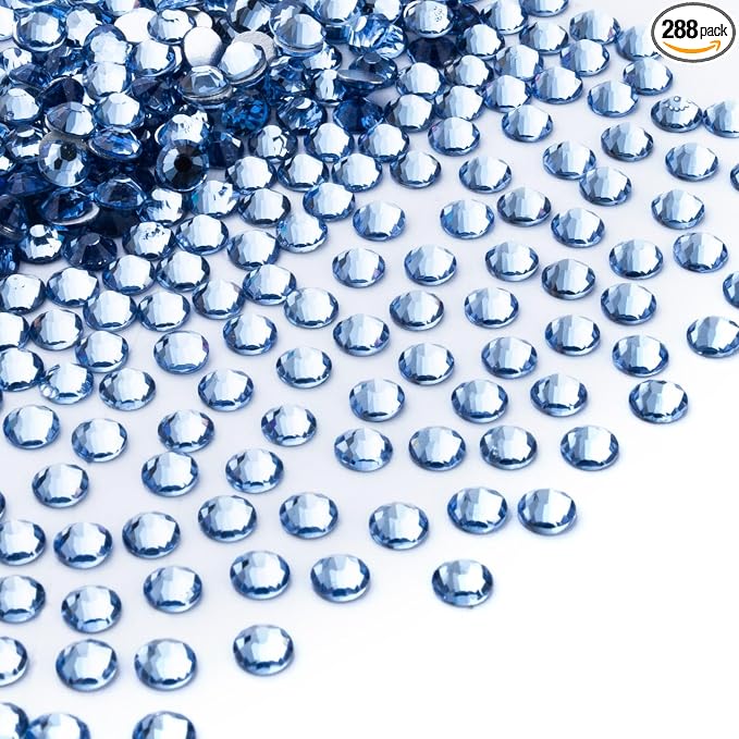 Light Blue Crystal Rhinestones,Glass Flatback Rhinestones Gemstones for Nail Face Makeup Art Crafts Clothes Decoration - (SS6,Light Blue)