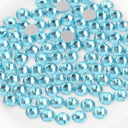 Flat Back Crystal Rhinestones,Aquamarine, SS5, 1440pcs | Flatback Glass Gems, for Nail Art Craft, Glue Fix