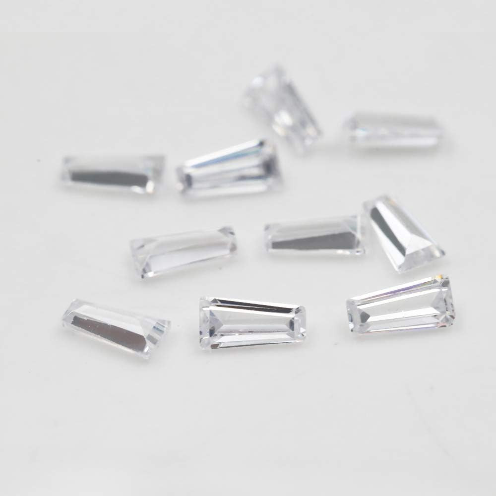 Tapered Baguette White Cubic Zirconia Stone Loose CZ Stones Synthetic Gemstone for Jewelry Making (20pcs/pack)
