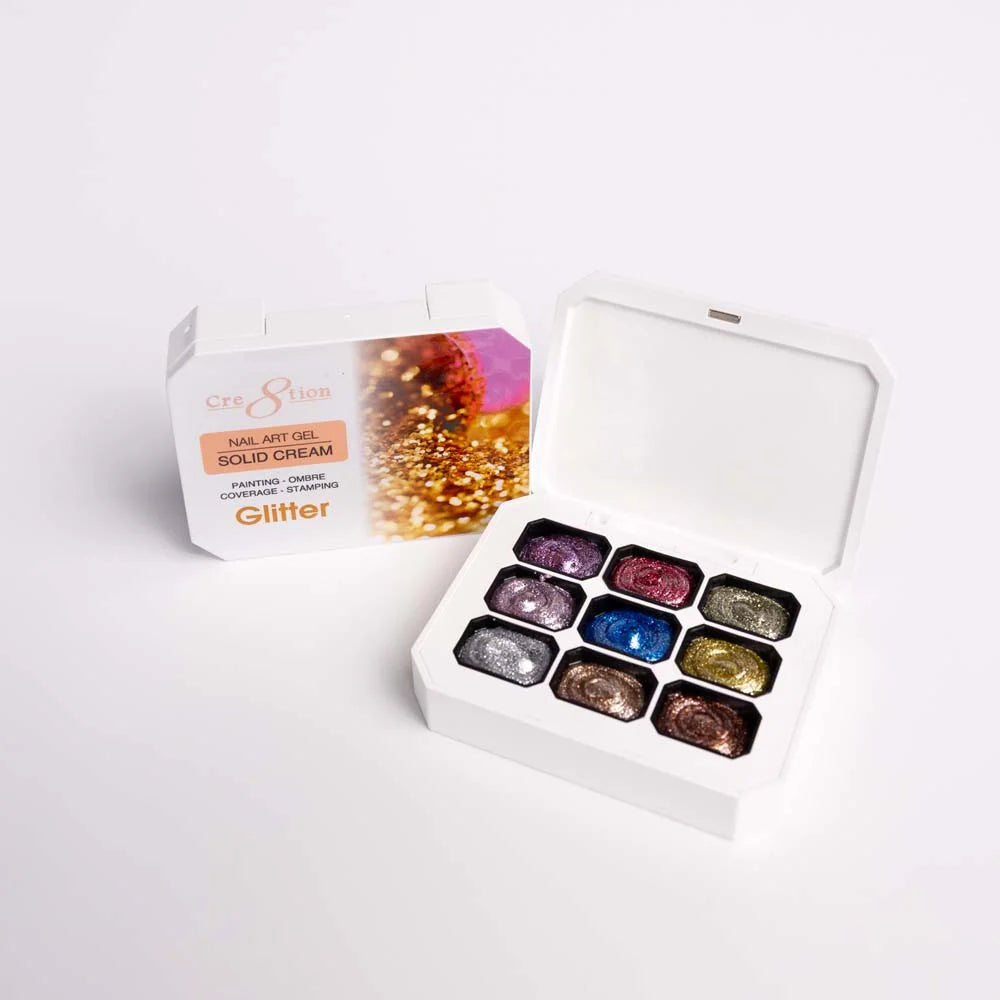 Cre8tion - Nail Art Gel - Solid Cream Collection - Glitter