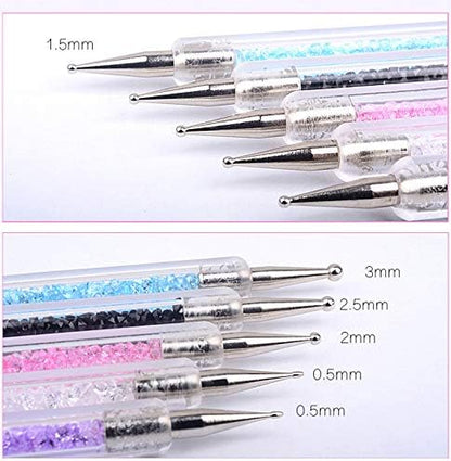 Double Ended Dotting Pen Tool Nail Art Tip Dot Paint Manicure Tool (5Pcs)