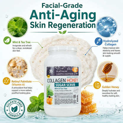 SPA REDI - Mint & Tea Tree - Body Sugar Scrub — 1-Gallon Bulk Exfoliant with Collagen, Argan Oil & Honey