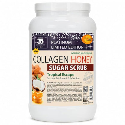 SPA REDI - Tropical Escape - Body Sugar Scrub — 1-Gallon Bulk Exfoliant with Collagen, Argan Oil & Honey