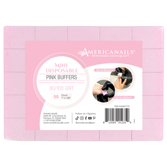 Mini Disposable Pink Buffers | 80/100 Grit 50ct