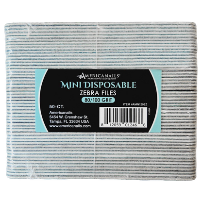 Mini Disposable Zebra Files | 80/100 Grit 50ct
