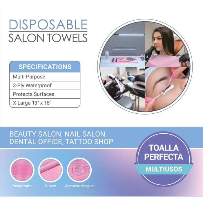Disposable Salon Towels | Pink 60ct