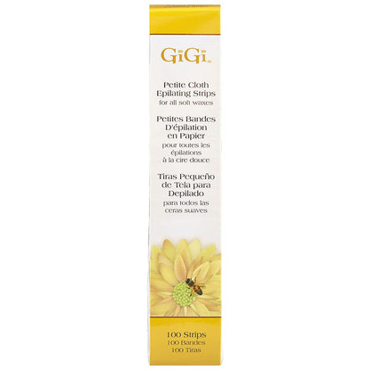 GiGi Waxing Strips for Hair Waxing/Hair Removal, Petite Cloth Strips - 100 Strips