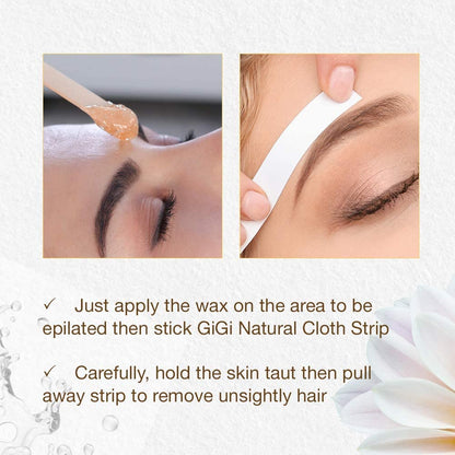GiGi Waxing Strips for Hair Waxing/Hair Removal, Petite Cloth Strips - 100 Strips