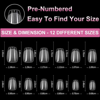 Extra Short Coffin Fake Nails Soft Gel Nail Tips, 600Pcs Full Cover Clear Press On Nails for Acrylic Nail Tip Soak Off Home DIY Salon, Fales Nail Tips for Beginner and Professional Manicure