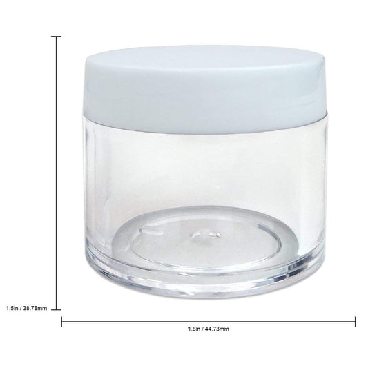Empty Thick Wall Round Plastic Container Jars with Flat Top Lids - Leak-Proof Jar - BPA Free (30G/30ML,1 Oz, WHITE)