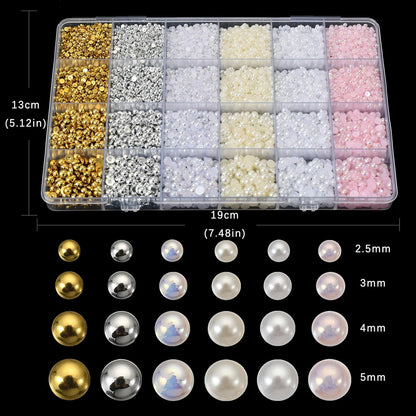 Nail Pearls, 3D Nail Charms, Flatback Pearls for Crafting, Charms for Nails Design (10000Pcs)